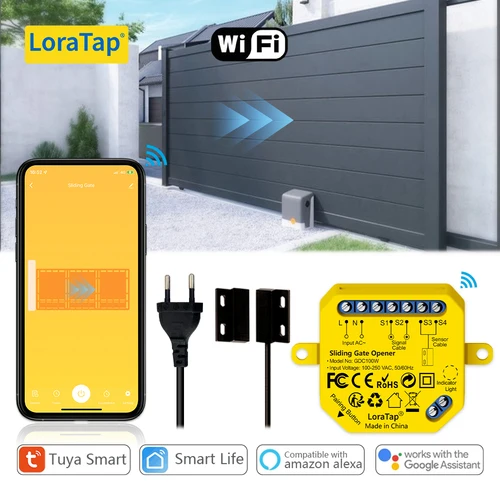 LoraTap WiFi puerta corredera abridor de Motor controlador interruptor Tuya Smart Life apertura hogar remoto Alexa puerta de garaje
