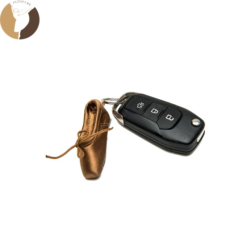 FLTOTURE Lovely Present  Mini Ballet Shoe Key Chain Handmade Ballerina Gift Satin Pointe Shoes Key Ring Phone Pendant