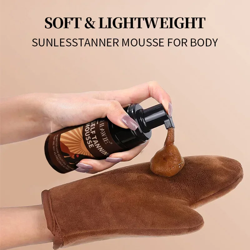 Self Tanning Mousse for Body Beach Outdoor Sunless Bronzer Spray Tan Tanning Enhancer Body Natural Tan Cream Self Tanner Care