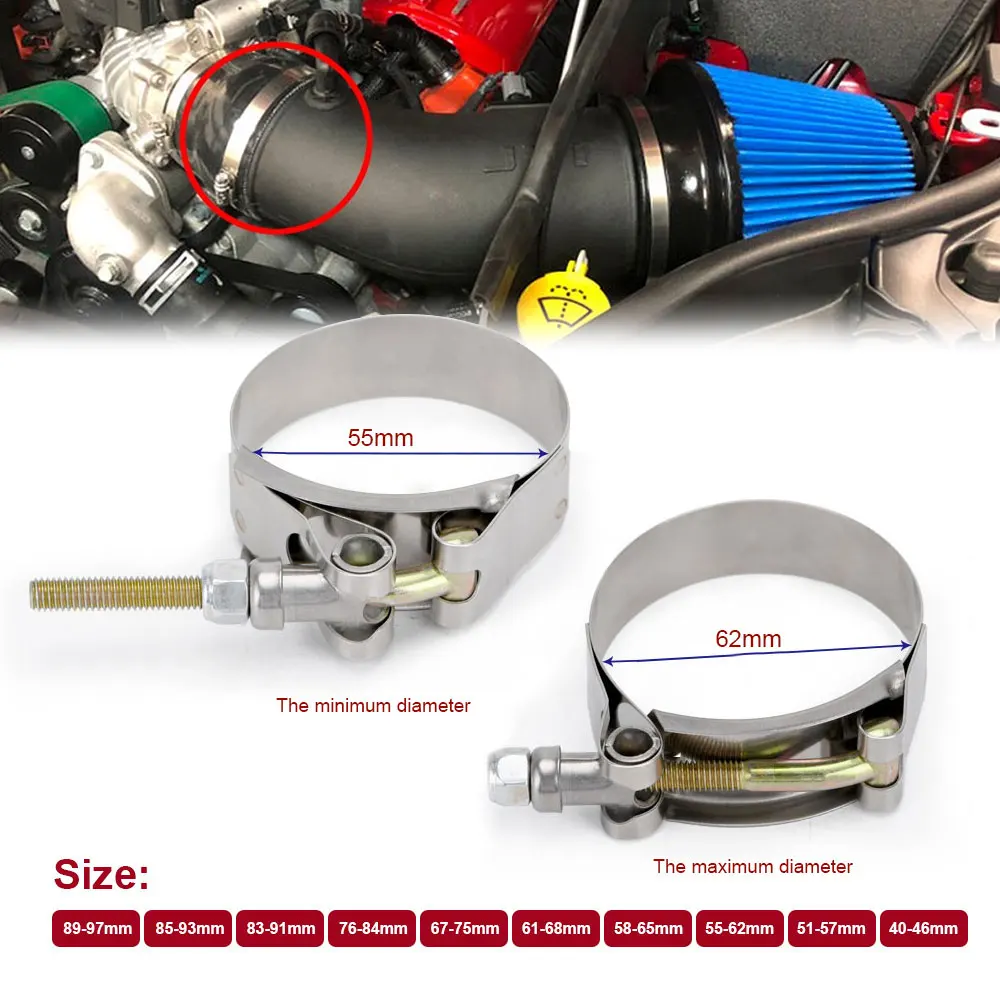 

1 шт., 2,0 дюйма, 2,25 дюйма, 2,5 дюйма, 2,75 дюйма, 3,0 дюйма, 3,25 дюйма, 3,5 дюйма, 3,75 дюйма, 4,0 дюйма, Т-образный болт, выпускной зажим, впускной турбо-выхлоп, интеркулер, силиконовая муфта