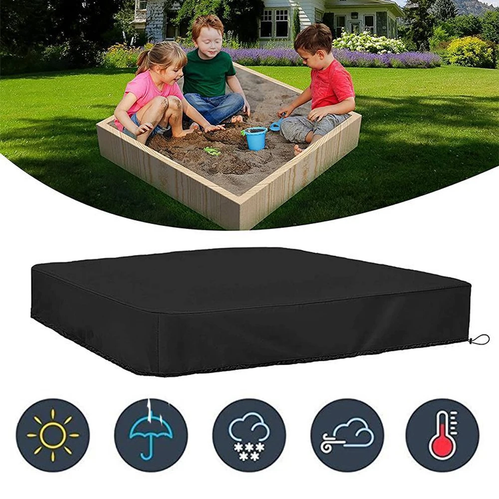 Sandbox Cover Sand Pit Square Waterproof Oxford Cloth Dust Cover Dustproof Protection With Drawstring Garden Sandpit Cover