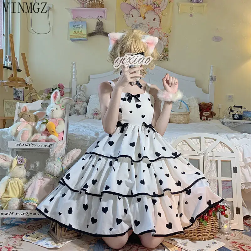 Grande stardust jardim eros jsk suspender em camadas bolinhas lolita bolo vestido vestidos de mujer