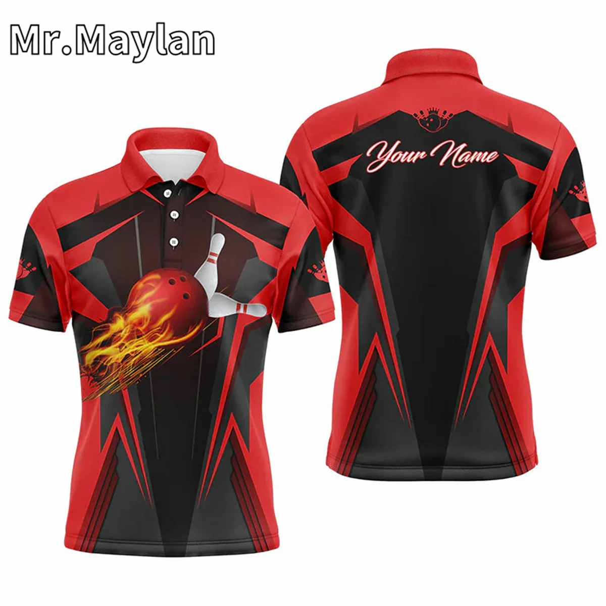 3D Bowling Shirt For Men Custom Bowling Polo Shirt For Team Personalized Navy Bowling Jersey Gift for Bowling Lovers UnisexTops image 4