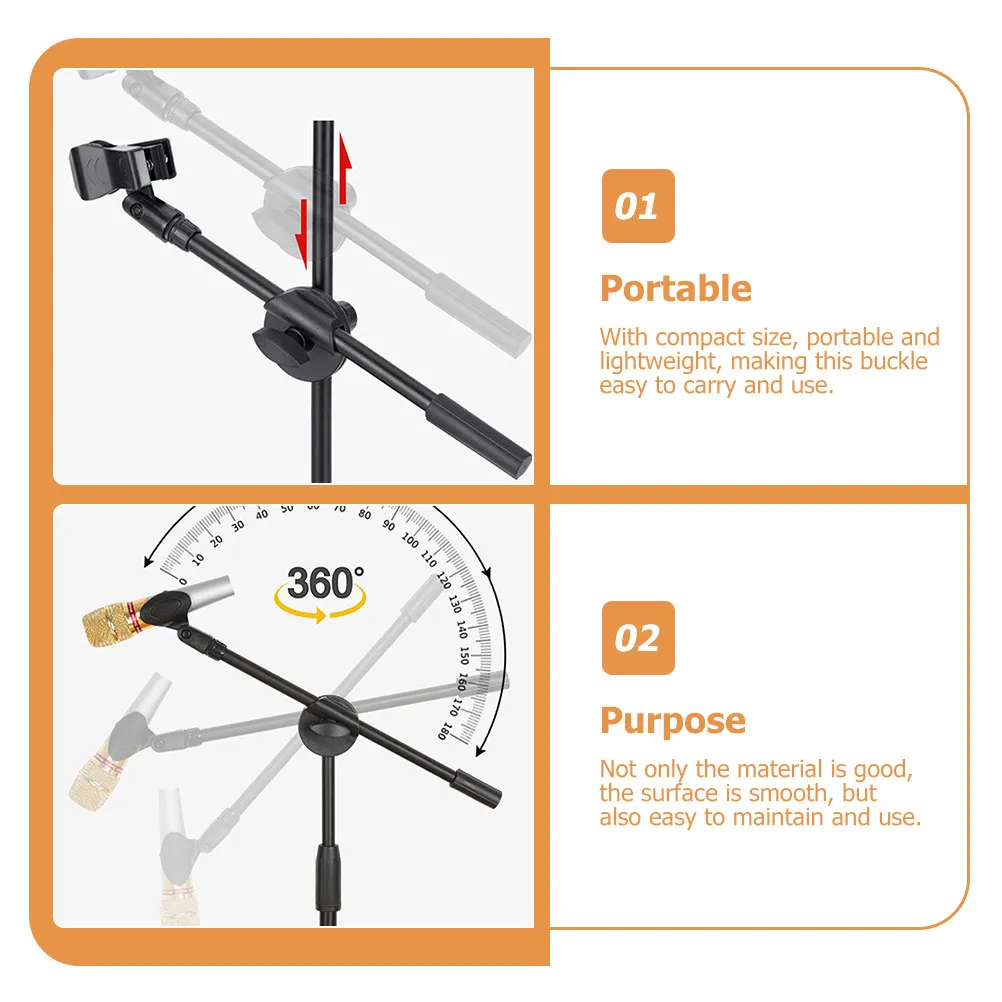 2Pcs Universal Microphone Arm Clips Adjustable Crossbar Buckles Portable Mic Stand Accessories for Podcast Live Broadcast