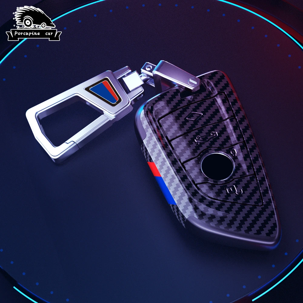 ABS Carbon Fiber Style Car Key Case Cover Shell Fob For BMW X1 X3 X5 X6 G20 G30 G01 G02 G05 F15 F16 G11 F48 1 3 5 6 7 8 Series