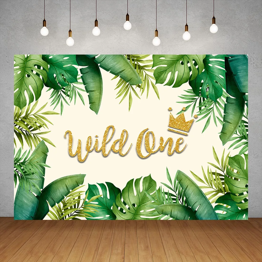 Wild One Backdrop for Jungle Safari Birthday Party Photography Background Green Wall Custom Name Baby Shower Photo Shooting