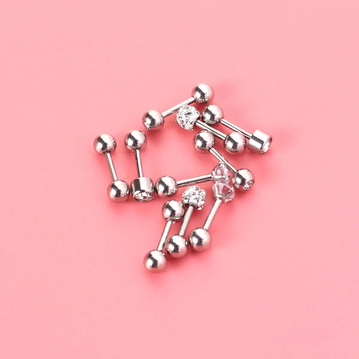 5 أزواج من الفولاذ المقاوم للصدأ الحديد الأذن ترصيع مجموعة 5 أنماط كرة مستديرة مربع الغضروف اللولب الزنمة ثقب الأقراط