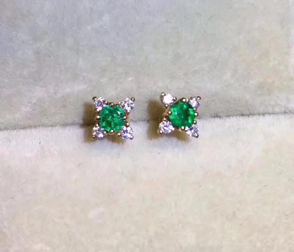 2018 orecchini da donna con perno dell\'orecchio gioielli di moda verde natura smeraldo orecchini in argento sterling 925 squisiti