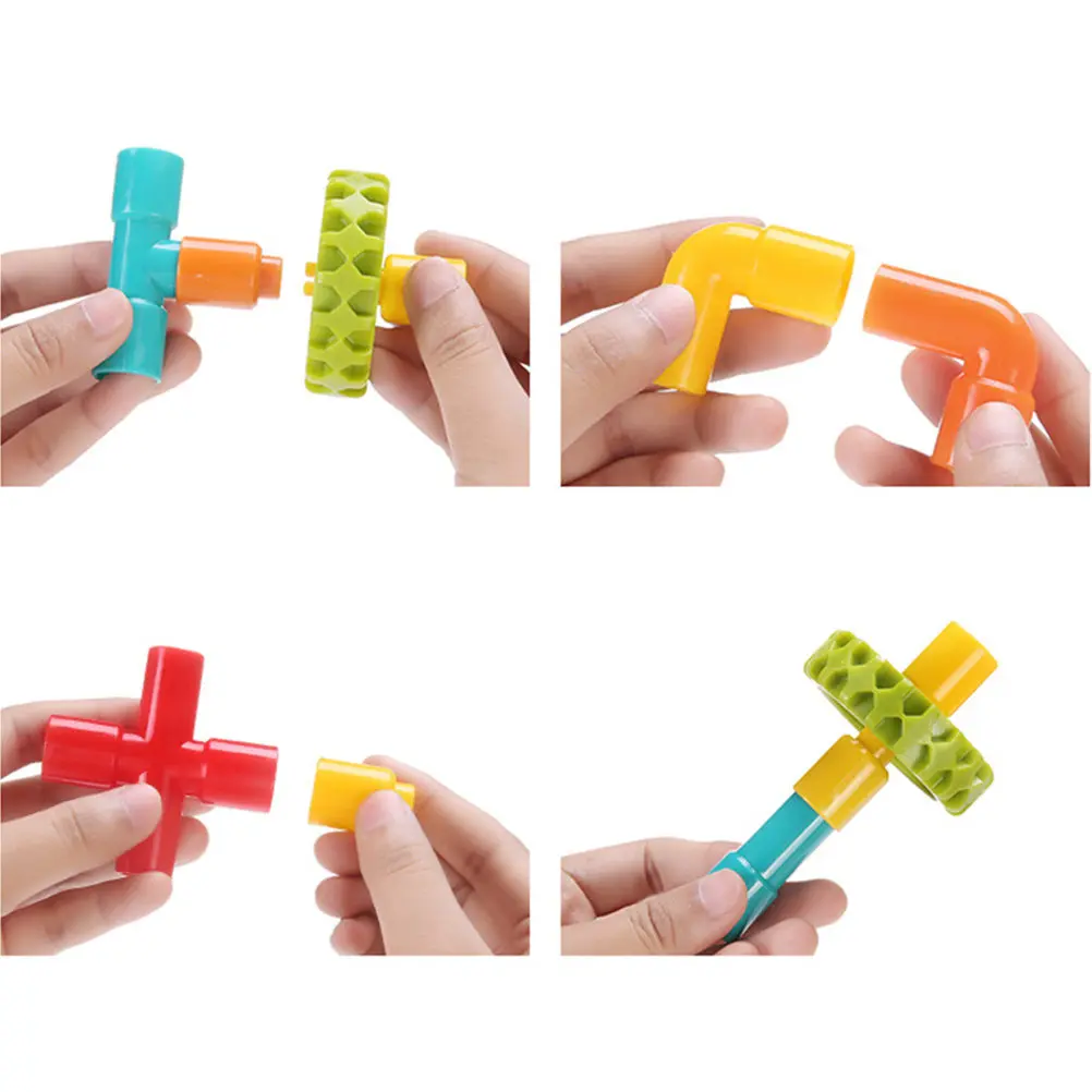 1Set Pipeline Cubes Puzzle Multi-Color Educational Assembly Creativity Imagination Development for Kids Storage Box