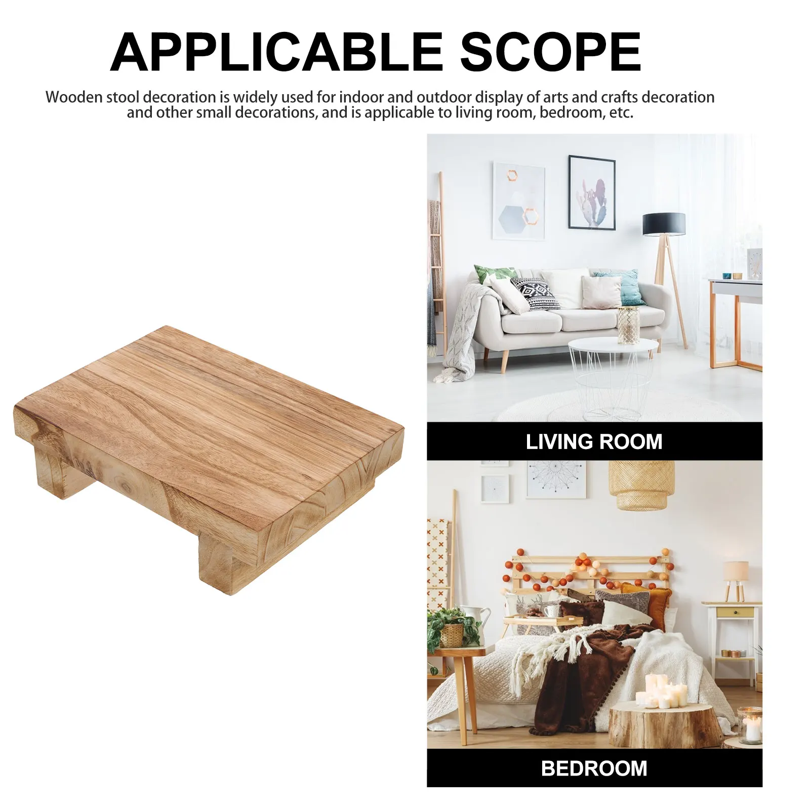 Burning Tangerine Wood Stool Small Pedestal Display Stand Wood Risers Decor Kitchen Counter Plant Holder Home Furniture