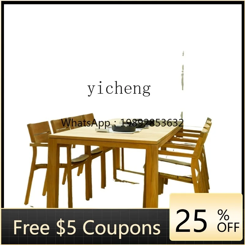 

Outdoor Desk-Chair Courtyard Teak Long Table Bench Waterproof and Sun Protection Dining Chair