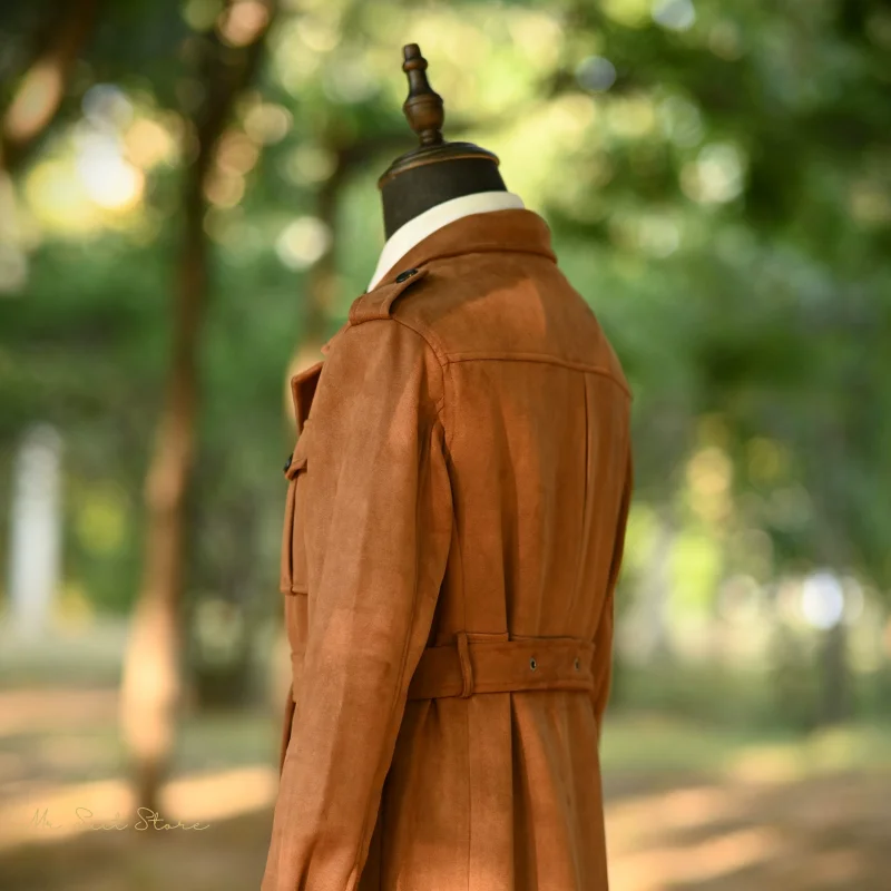 헌팅 재킷 영국 남성용 재킷 어깨 끈이 있는 비즈니스 따뜻한 출퇴근용 레트로 멀티 포켓 스웨이드 느낌의 라펠 수트 재킷