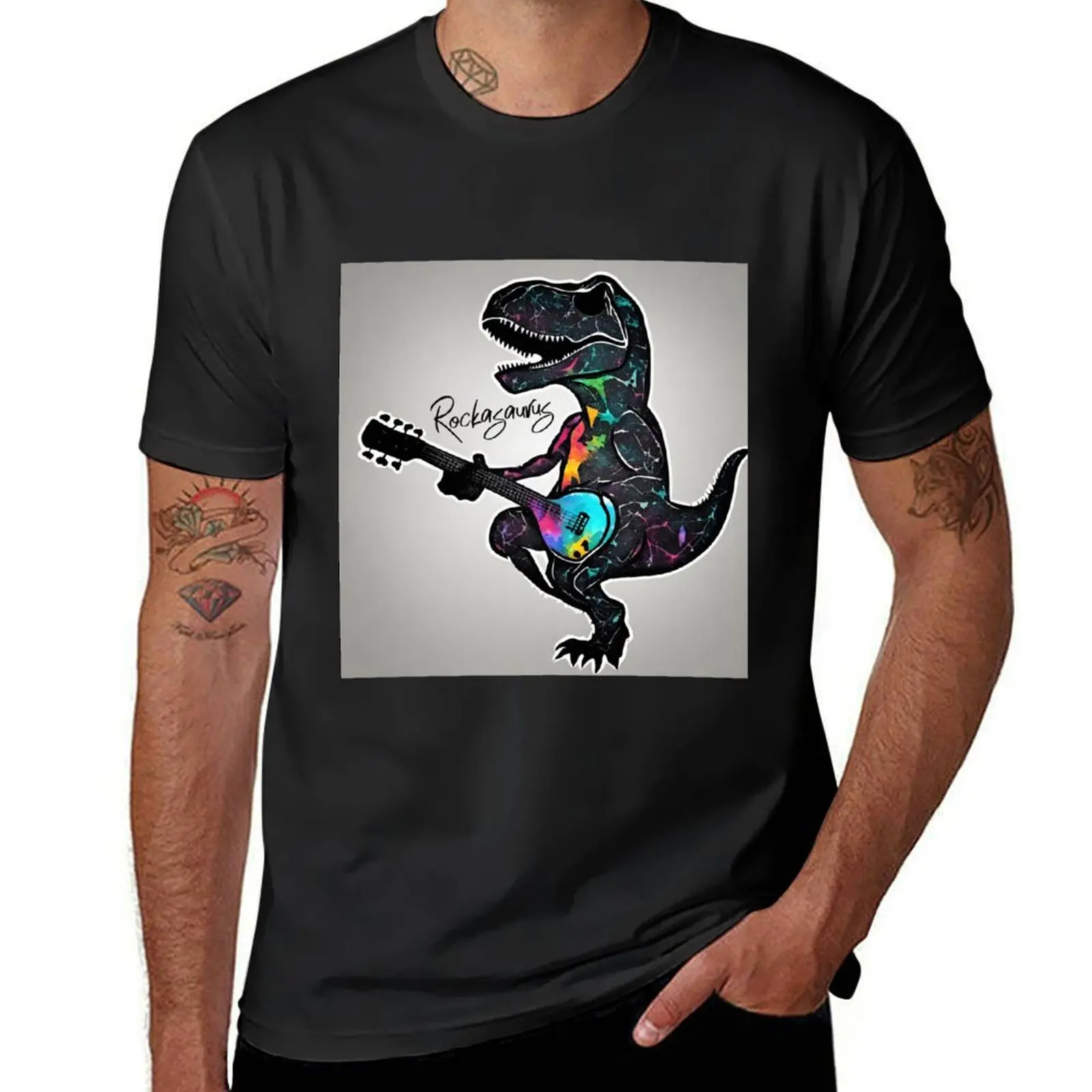 Galactic T-Rex Guitar Shredder T-Shirt summer clothes tops shirts graphic tees men clothes