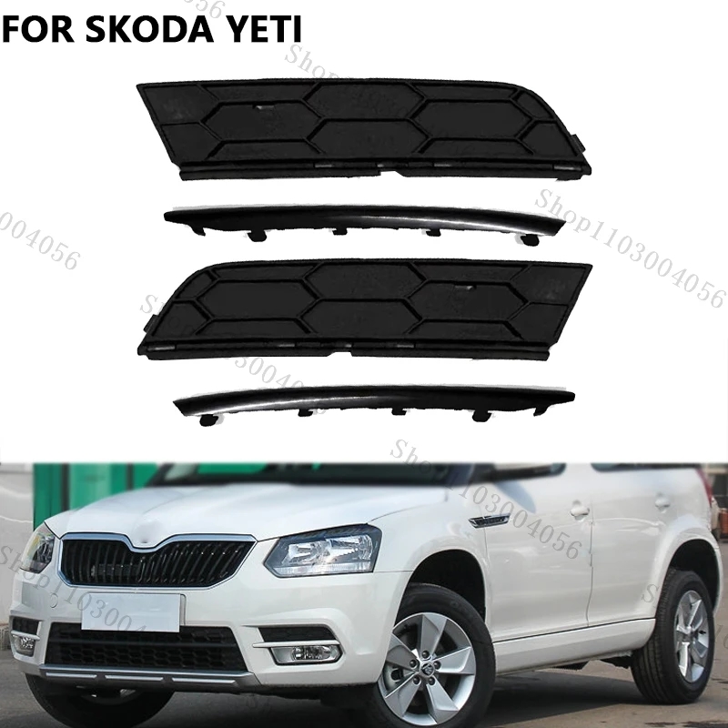 

Car Front Bumper Fog Lamp Frame For SKODA Yeti Honeycomb Shape Fog Light Grille Cover Decorative Strip 5L0807681A 5L0807682A