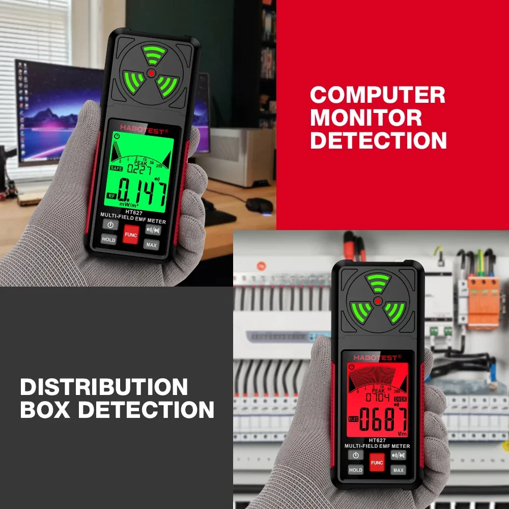 HABOTEST HT627 medidor EMF profesional, Detector de radiación de campo electromagnético, portátil de mano, medidor de advertencia de radiofrecuencia