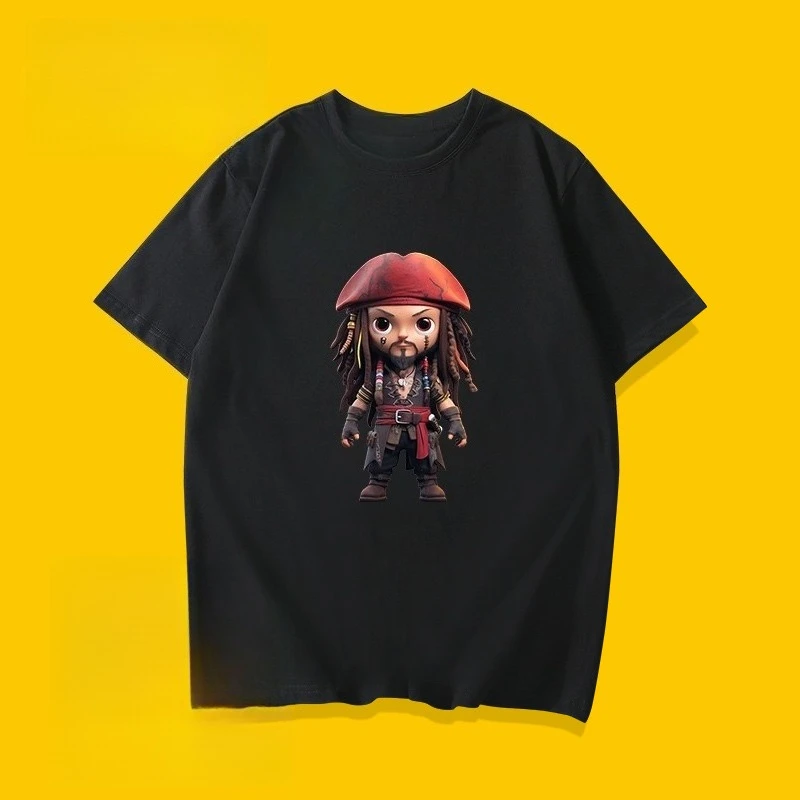

Summer Pirates of The Caribbean Captain Jack T-Shirt Cotton Handsome Short Sleeve Boys and Girls Street Fashion Unisex Top