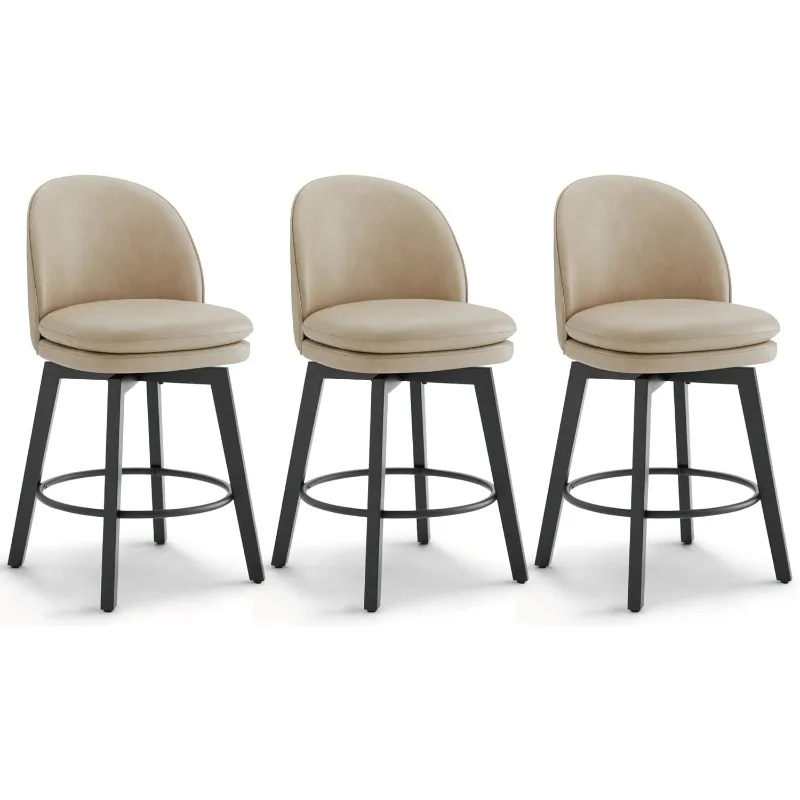 

Counter Height Barstools Modern Upholstered Swivel Bar Stools with Back for Kitchen Island Bar Chairs