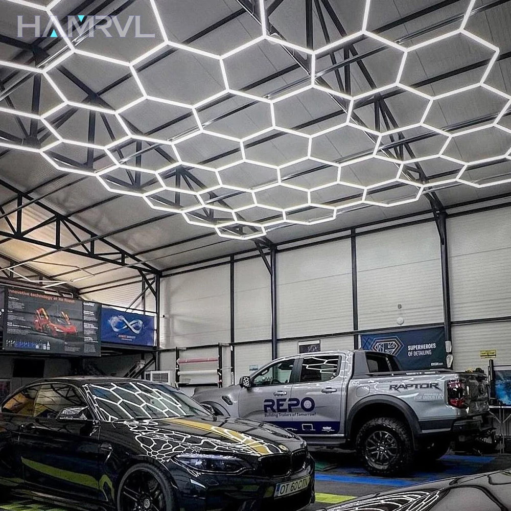 4S Large Hexagon led lighting for Garage Light Workshop Mall 110240V Customize Honeycomb Tube Ceiling Lamp BarberShop Repair Gym