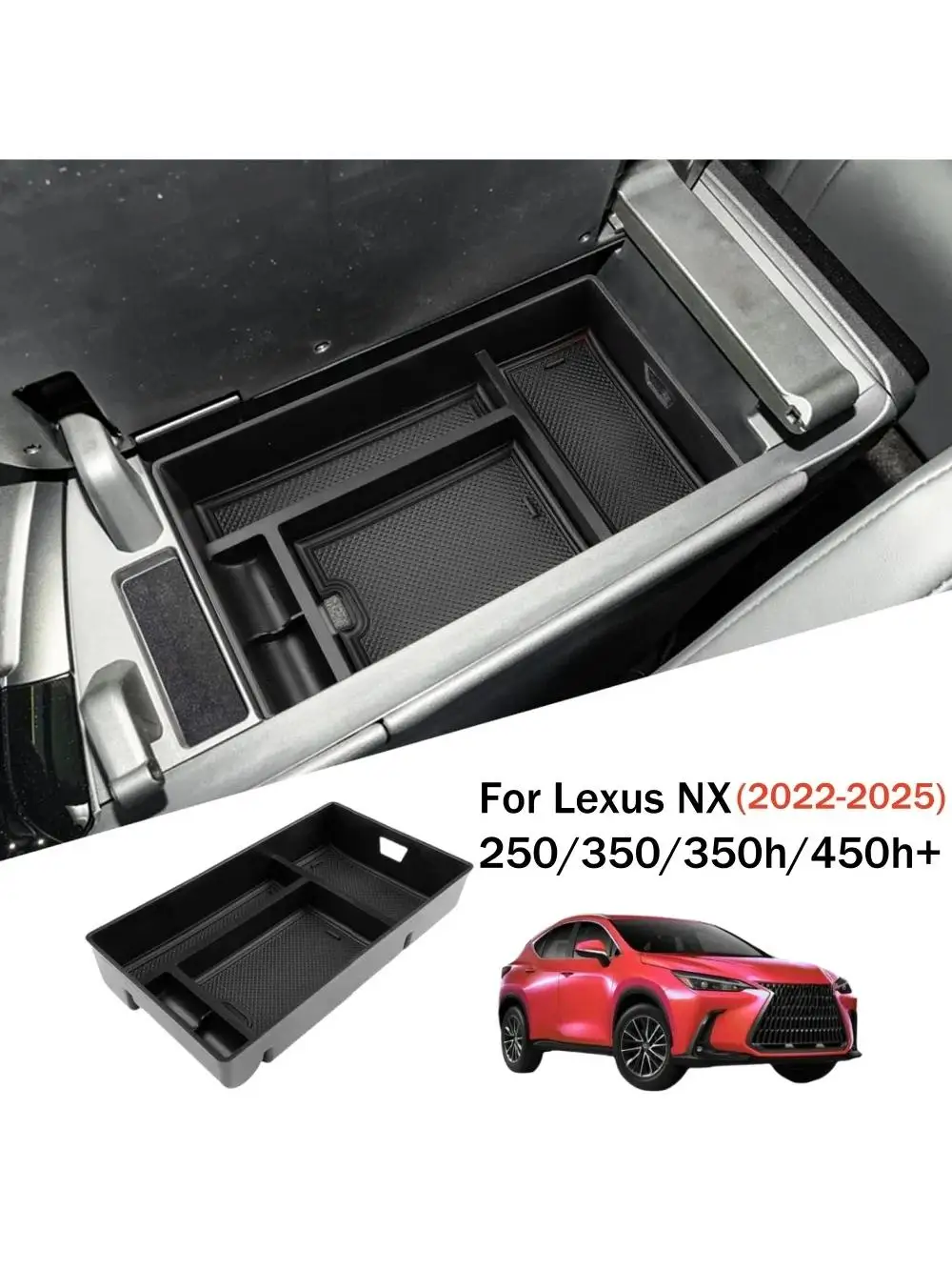 Organizer do konsoli środkowej Lexus NX 250/350/350h/450h+ 2022 2023 2024 2025, tacka do samodzielnego montażu, akcesoria do wnętrza samochodu — 2