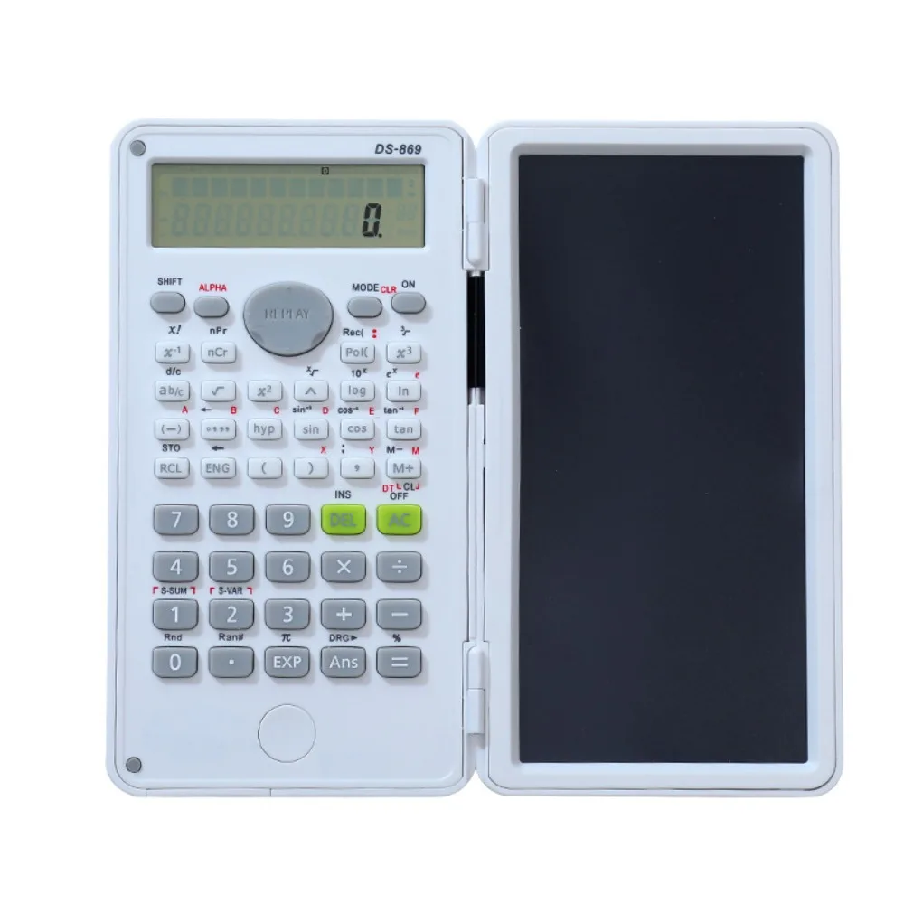 2 in 1 Scientific Calculator Foldable 6-inch Office LCD Drawing Pad Multifunctional Practical LCD Writing Board with Stylus