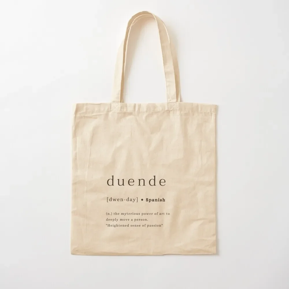 

Duende definition and pronunciation print typography poster Tote Bag custom tote bag Canvas stote bag Cloth bags