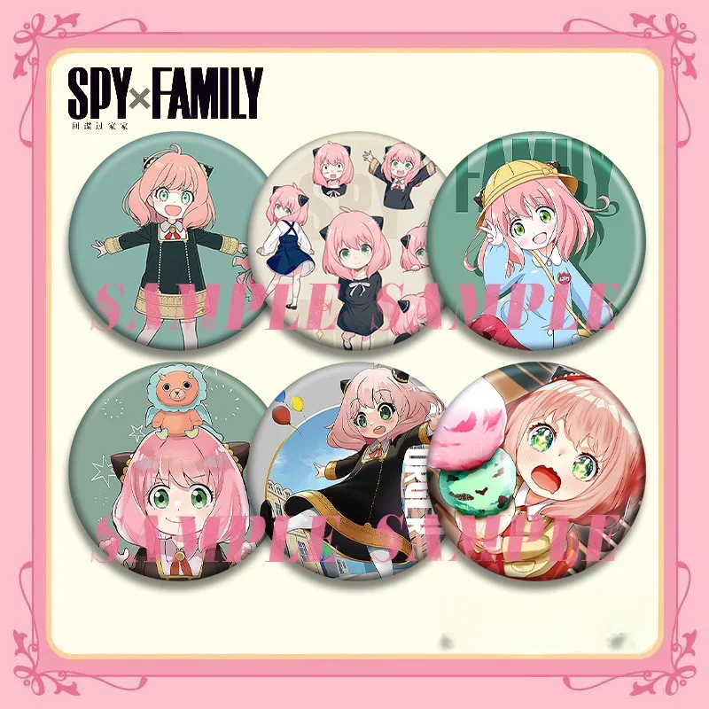 58mm Anime Lovely Round Brooches Anya Forger Yor Forger Bond Forger Figure Badge Creative Enamel Pin for Bag Accessory Ornament