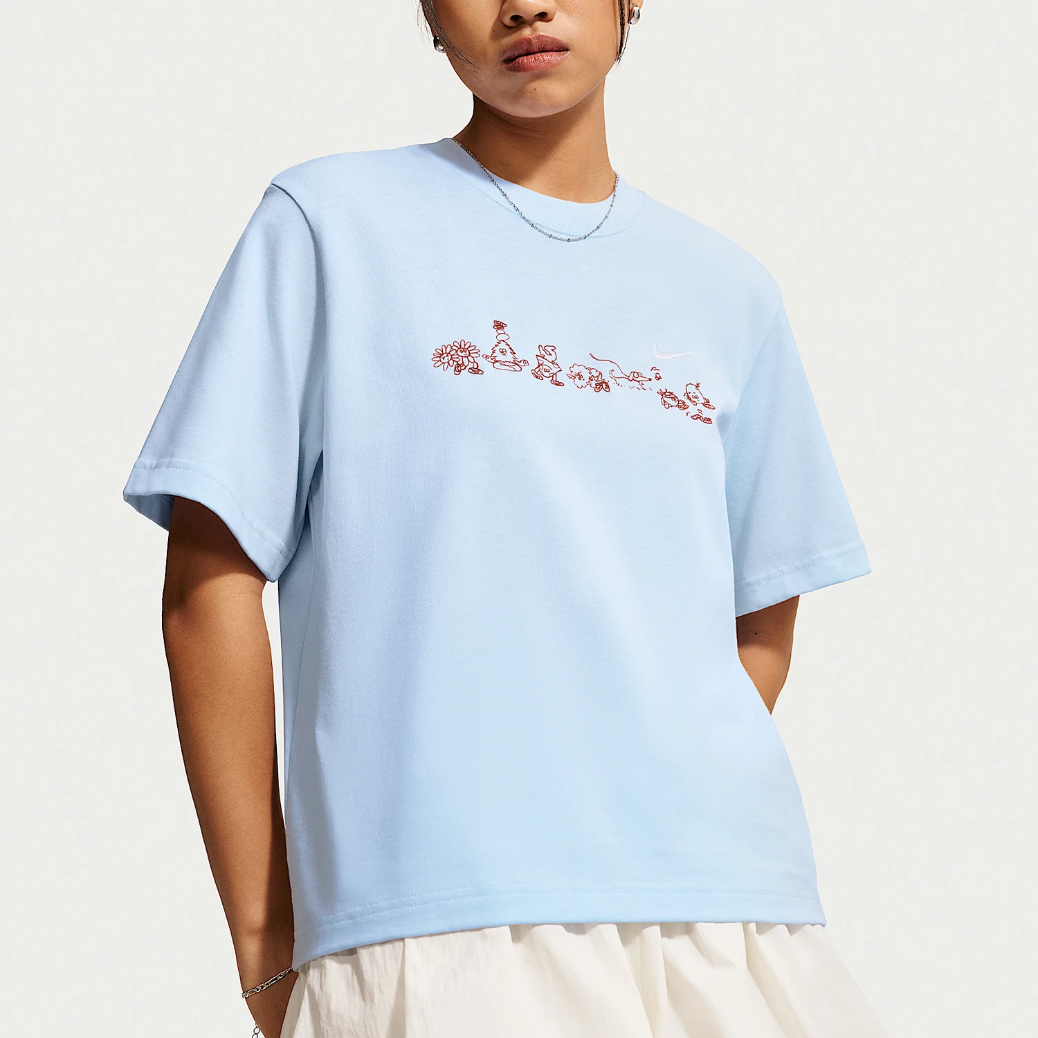 Nike genuine women's printed fashionable daily breathable sports short sleeved T-shirt IW1213-407