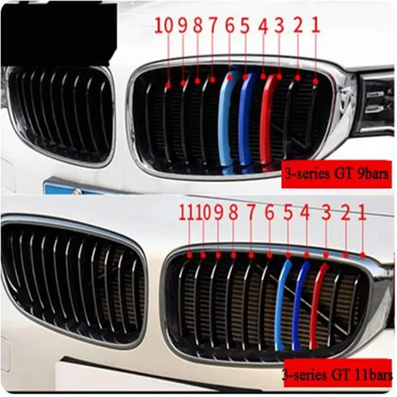 3Pcs Car Grille Trim Strip For BMW X1 X2 X3 X4 X5 X6 X7 E84 F48 F49 F39  F25 G01 F26 G02 E70 F15  G05 E71 E72 F16 G06 G07