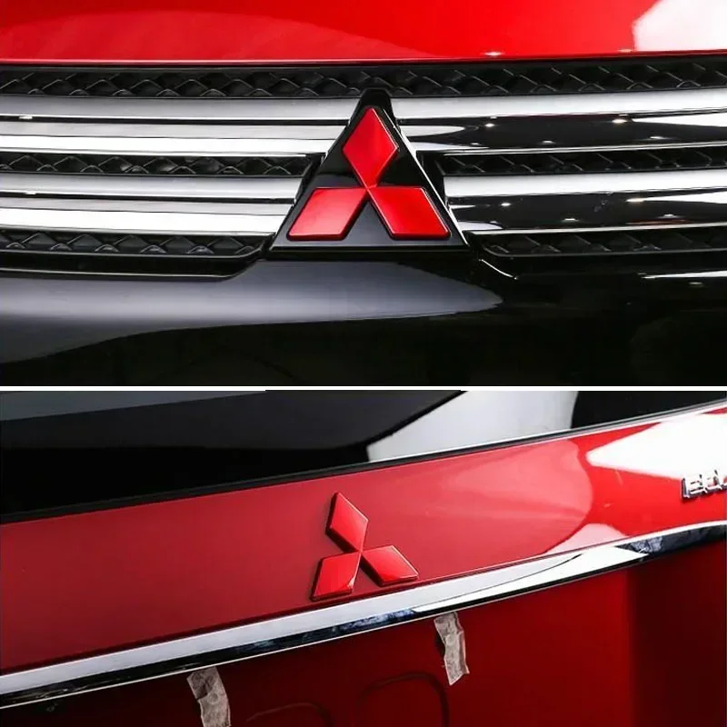 Car Front Grille Badge Decal Cover Rear Trunk Emblem Sticker for Mitsubishi Outlander 2016 Eclipse Cross 2018 Auto Accessories