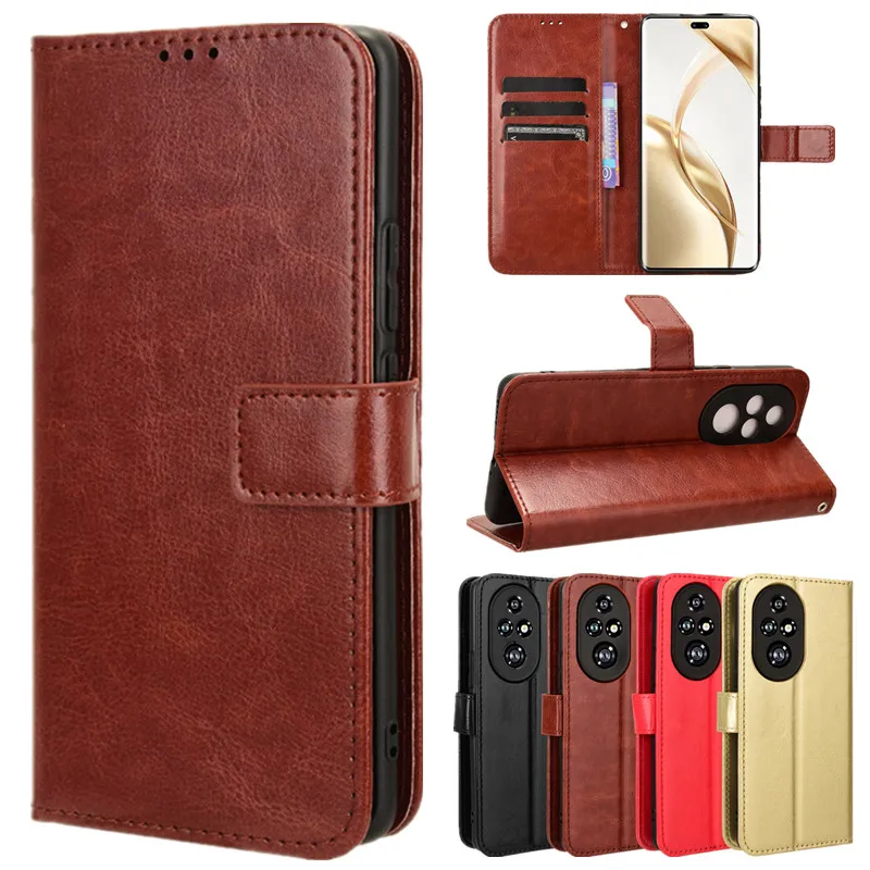 Leather Flip Case For Honor 200 Pro Protective Cover For Honor 200 Lite Wallet Card Slot Kickstand Coque Fundas