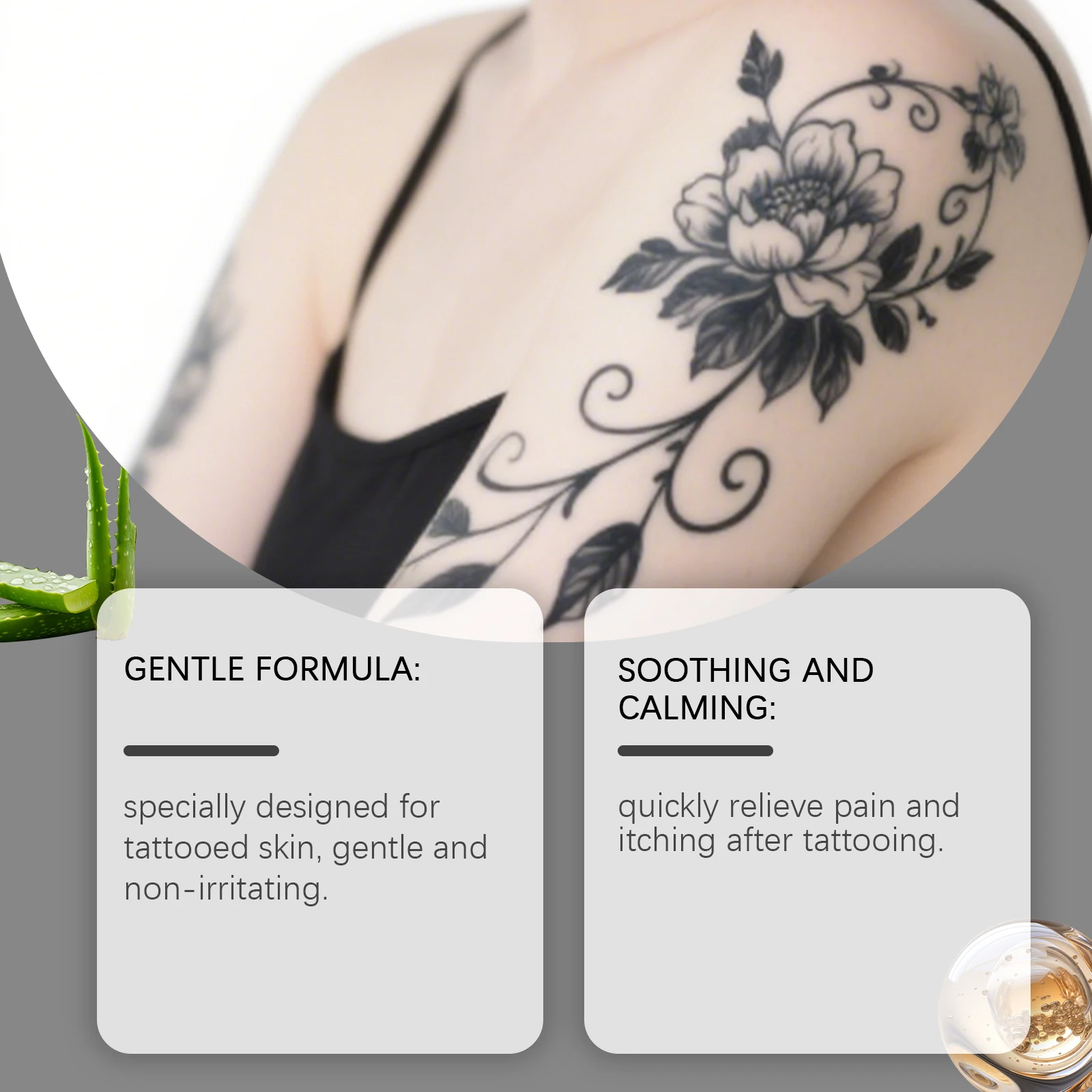 Tattoo Care Cream Color Preservation Moisturizing Skin Soothing Anti Redness Calming Aloe Vera Strength Tattoo After Care Cream - Image 5