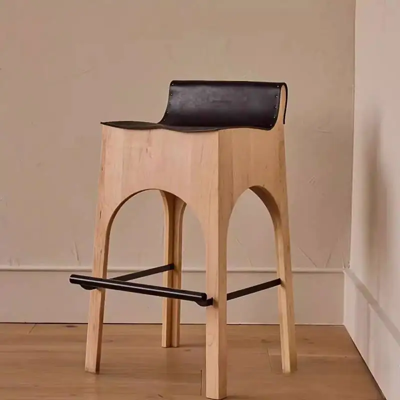 Vintage Designer Bar Chair Minimalist High Wooden Foldable Bar Chair Ergonomic Modern Bancos Para Barra De Cocina Furniture