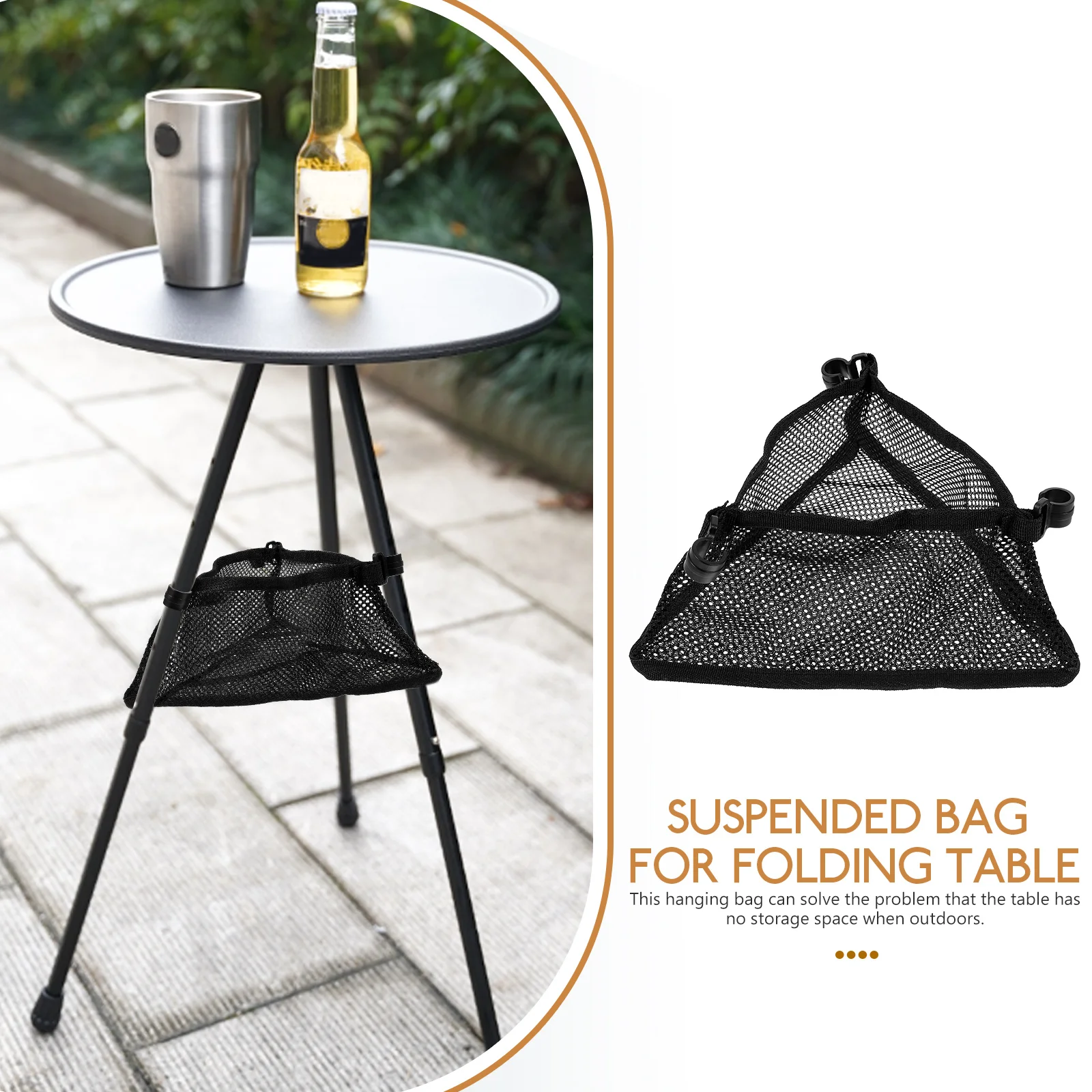 

Outdoor Foldable Desk Mesh Bag Suspended Storage Pouch for Camping Table Travel Picnic Home Dining Netting Bag for Desk