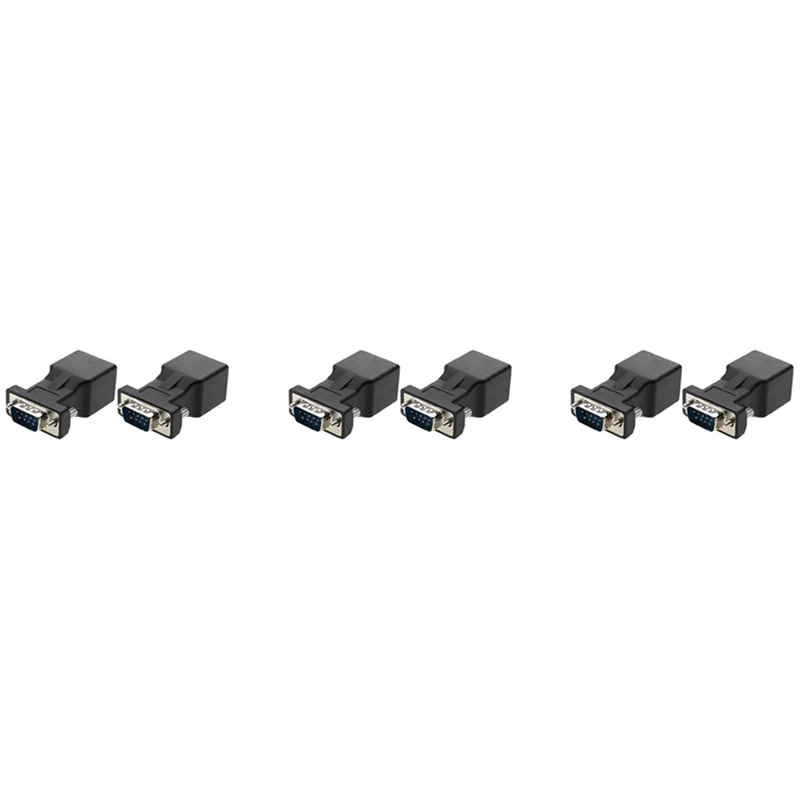 6 Pack VGA Extender Male To RJ45 CAT5 CAT6 20M Network Cable Adapter COM Port To LAN Ethernet Port Converter