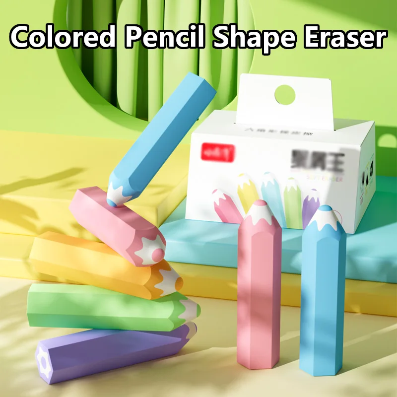 5 borradores de colores en forma de lápiz, limpieza precisa, adecuados para la limpieza diaria de la escuela de los niños y la familia