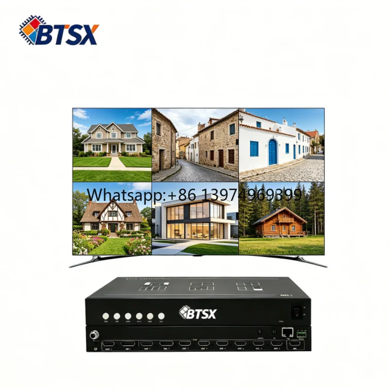 4K60Hz 8 Channel Video Multiviewer 9 Preset Split Modes Seamless No Black Switch 3.5mm Audio Output for Live Streaming Studio