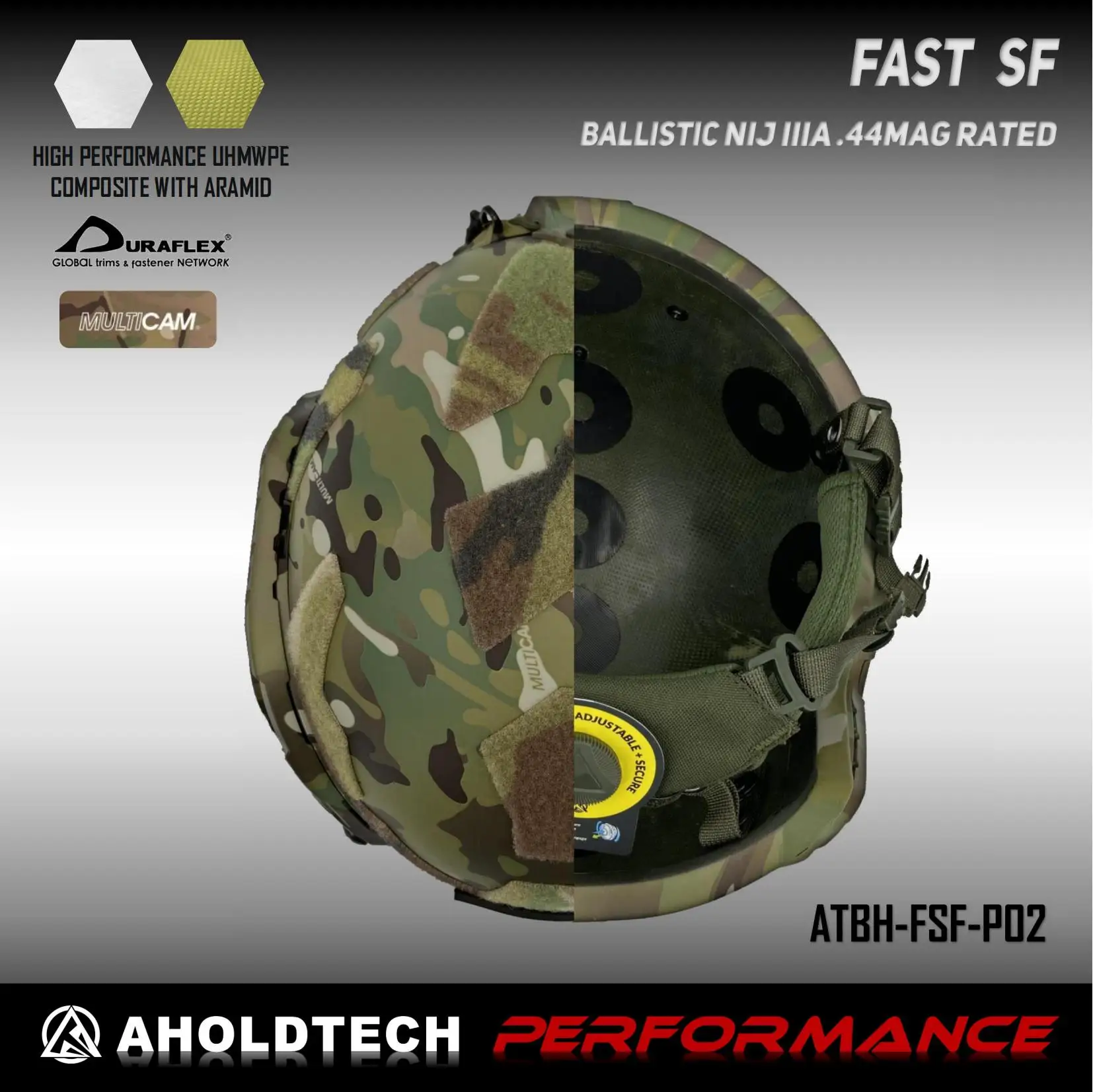 Aholdtech Performance FAST SF High Cut Aramid+PE Ballistic NIJ IIIA 3A CAM FIT Dial EPIC Liner Bulletproof Helmet