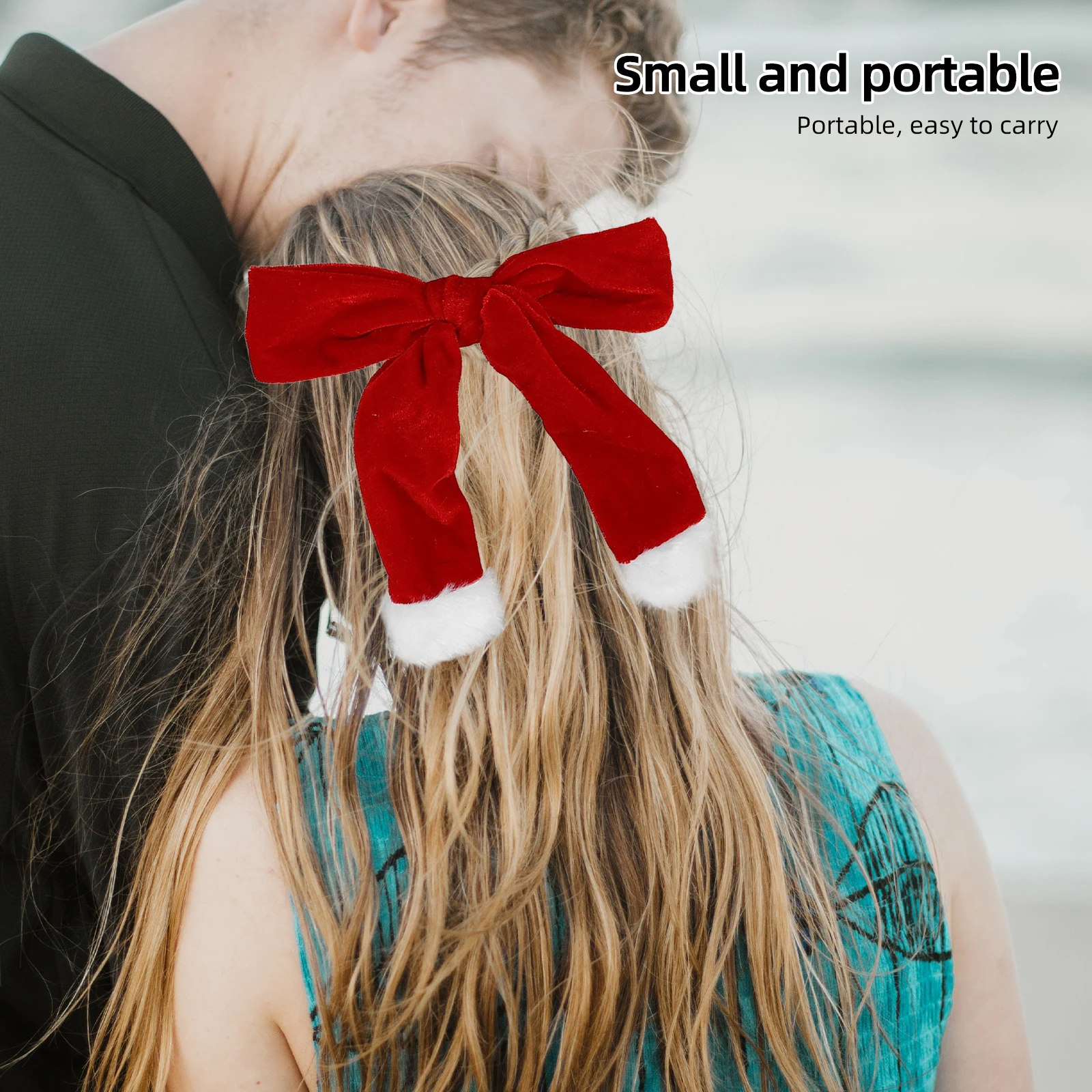 

2 Pcs Women Gold Velvet Hair Pinch Bowknot Clip Decorate Christmas Style Clamp Woman Holiday Clips