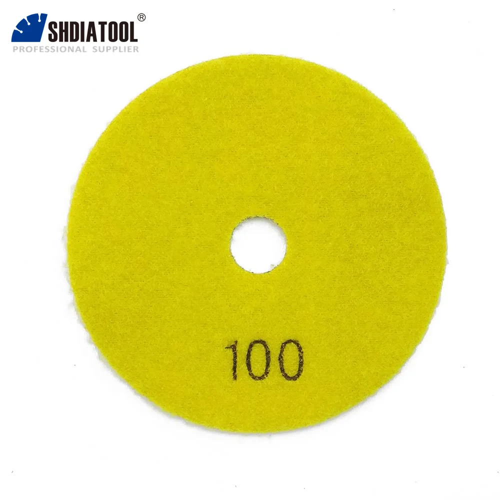 SHDIATOOL 7Pcs 4inch Resin Bond Diamond Flexible Dry Polishing Pads Grit #100 For Granite Marble Ceramic 100mm Dry Sanding Disc