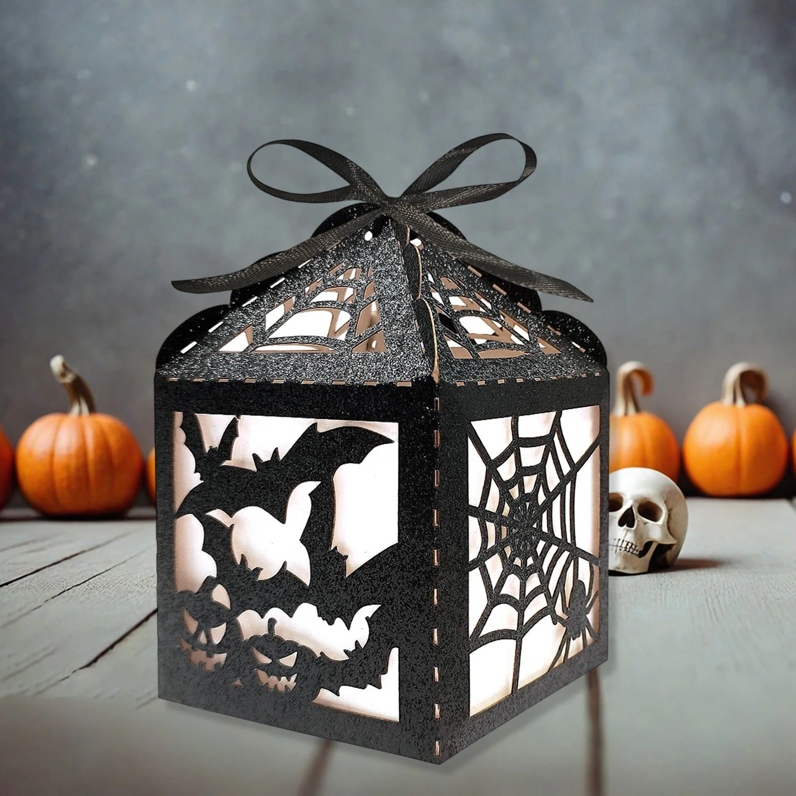 Halloween Papierboxen Spinnennetz Fledermaus Muster Snack Popcorn Box Süßigkeitenbehälter Partyzubehör