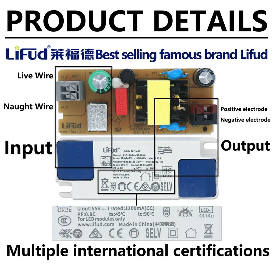 Kein Flimmern Lifud LED Isolation Treiber Flamm schutz Serie AC220-240V Strom versorgung 25-42V 33-40V Adapter Beleuchtung Transforme – Detail 6