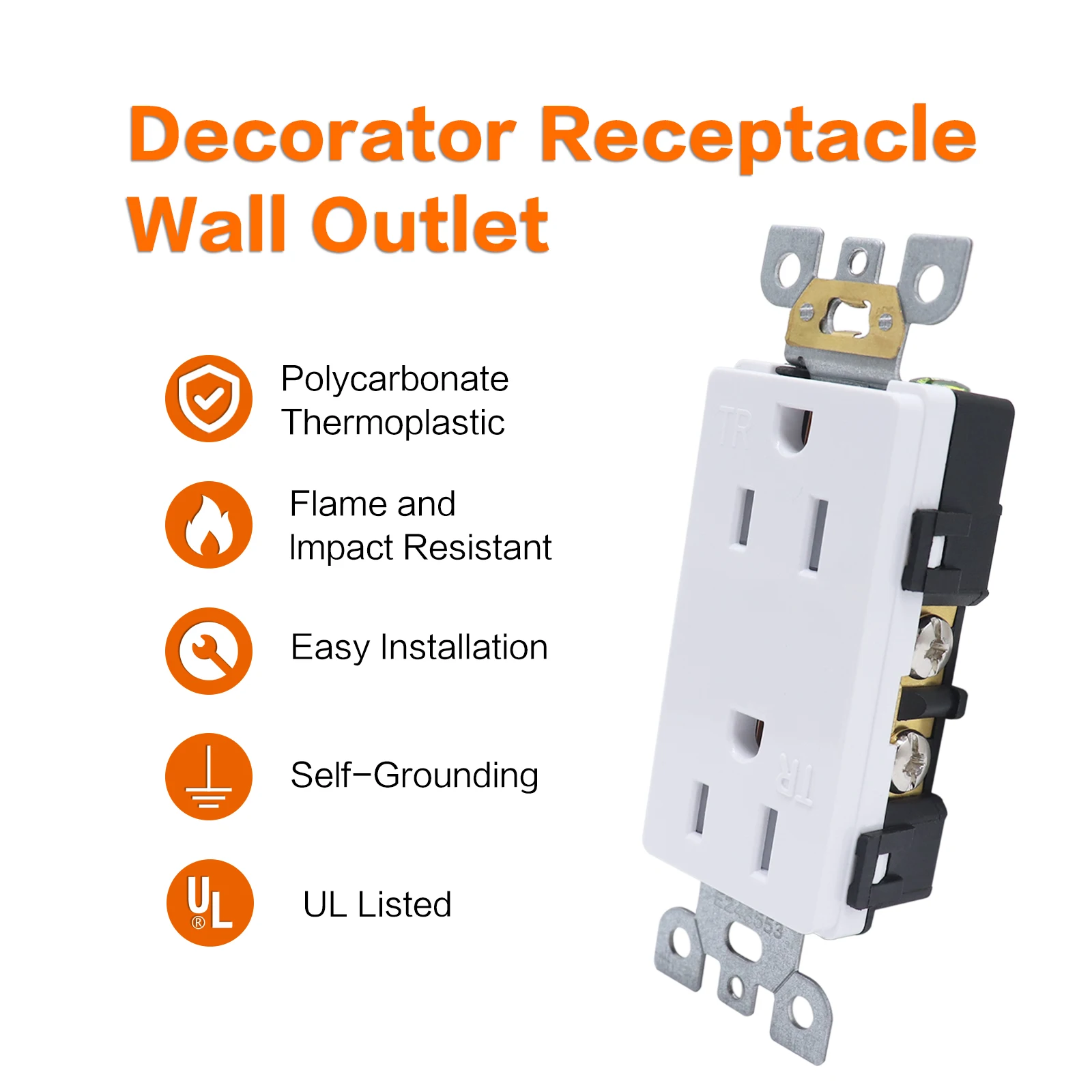 Weatherproof RV Power Outlet with Spring-Loaded Cover 15A/20A 125V Horizontal Mount Electrical Receptacle Inverters