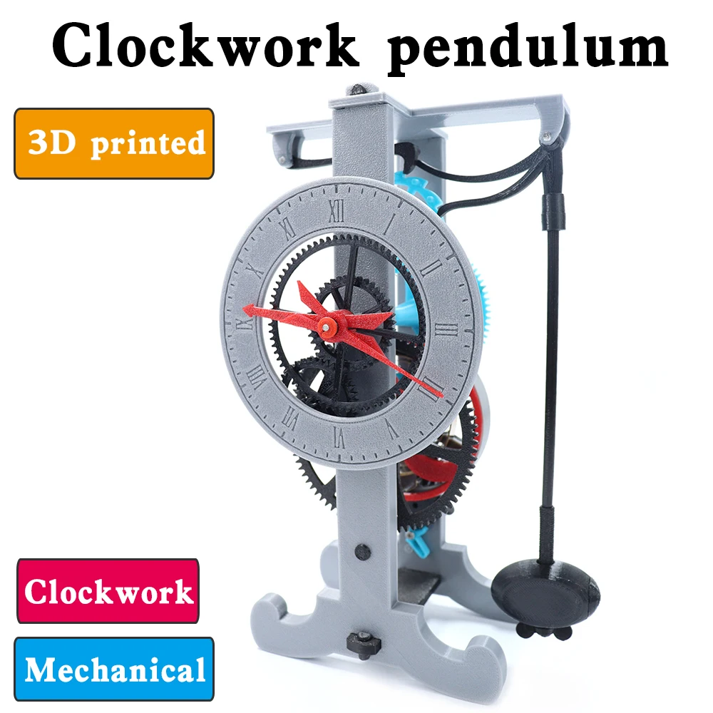 Clockwork mechanical pendulum clock 3D printed watch model Single pendulum principle Physics experiment teaching aid STEM toys