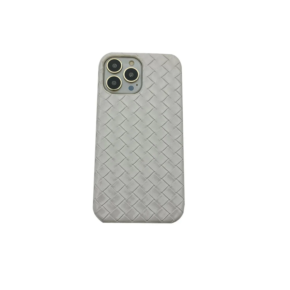 Colorful woven leather trendy hard shell mobile phone case for iPhone 16