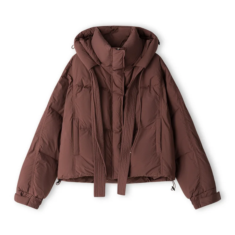 Imagem -05 - Parkas Soltas Monocromáticas para Mulheres Cabolsas Acolchoados de Algodão à Prova de Vento Jaqueta Curta Manga Longa Elegante e Espessa Estilo Coreano Inverno