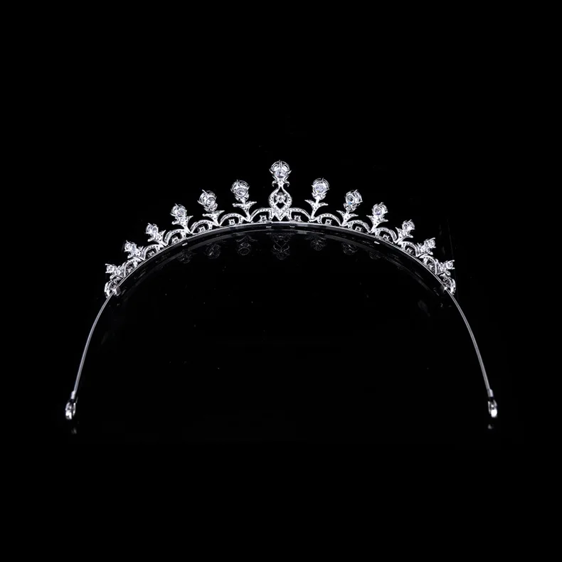 New Gentle French Simple Everyday Stereo Crown Sparkle Jewelry Women Tiara Gown Decoration Wedding Bridal Holiday Gift H-69