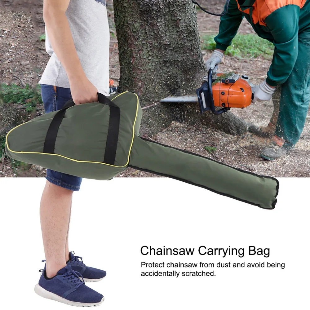 Oxford Cloth Material Chainsaw Storage Bag Water Resistant Portable Design Chainsaw Carry Case Protective Box Green Color