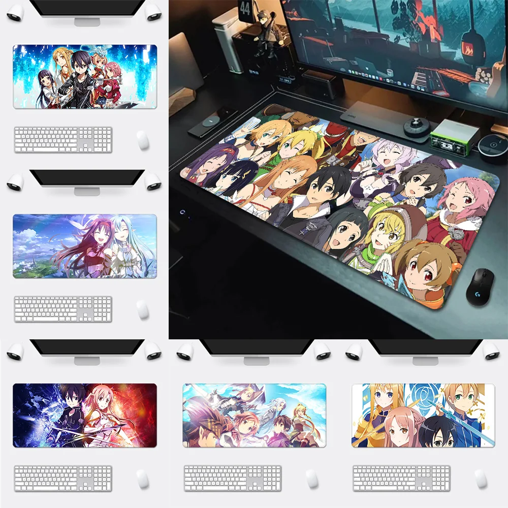 Sword Art Online Mousepad HD Printing Computer Gamers Locking Edge Non-slip Mouse Pad XXL90x40cm Keyboard PC Desk Pad