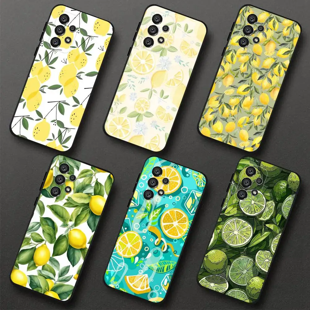 

Fruit lemon Phone Case For Samsung S 25,24,23,22,30,21,10,9,Ultra,Plus,Lite,FE,4,5G Black Soft Case