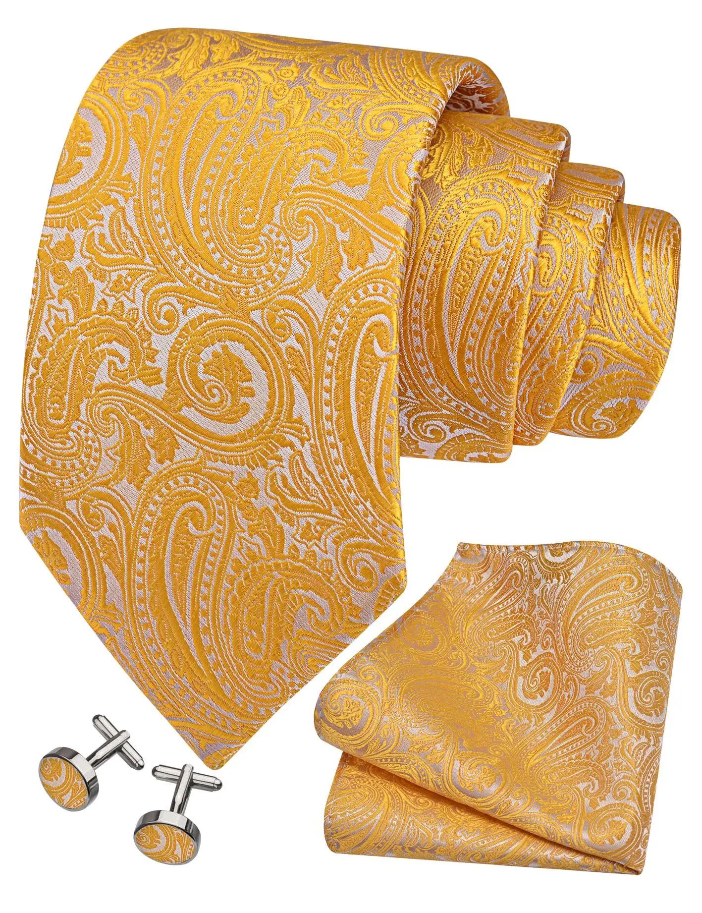 RBOCOTT New Classic Silk Paisley Tie Set 8cm cravatta e tasca quadrati e gemelli ufficio da uomo festa di nozze regalo cravatta accessori